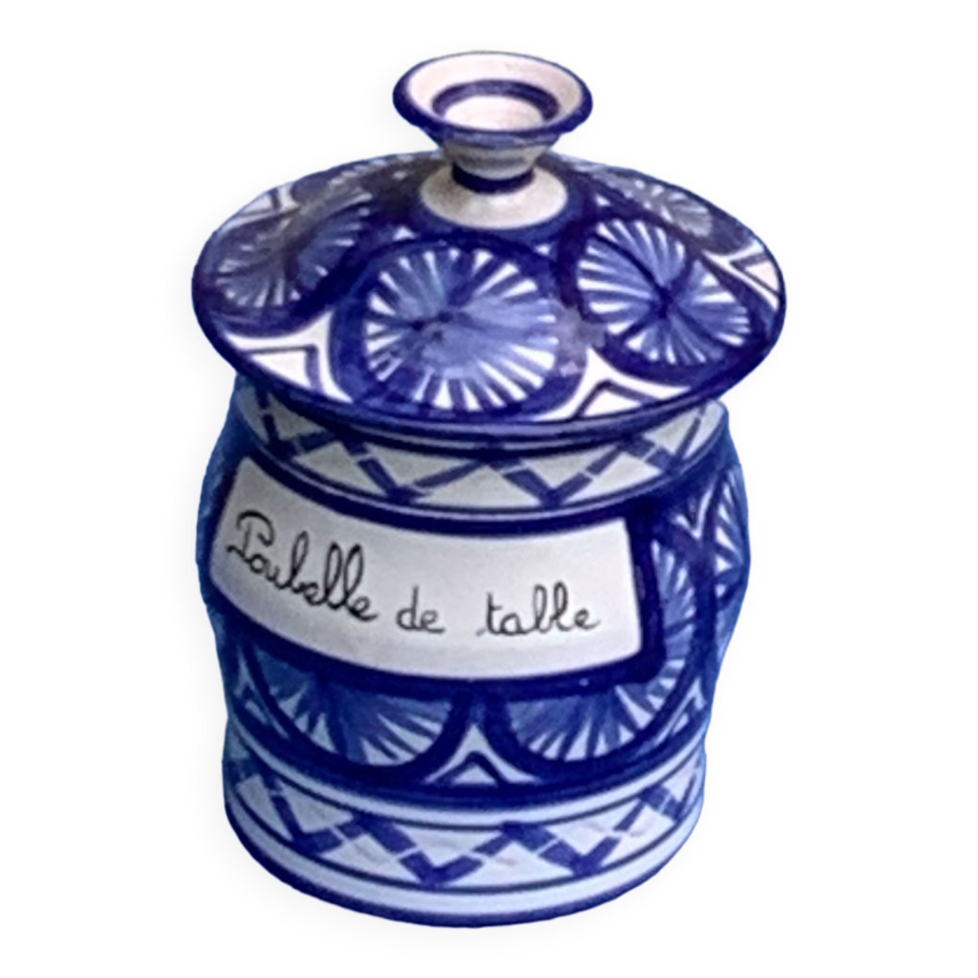 Table trash pot in blue enameled ceramic Robert Picault vintage and collector