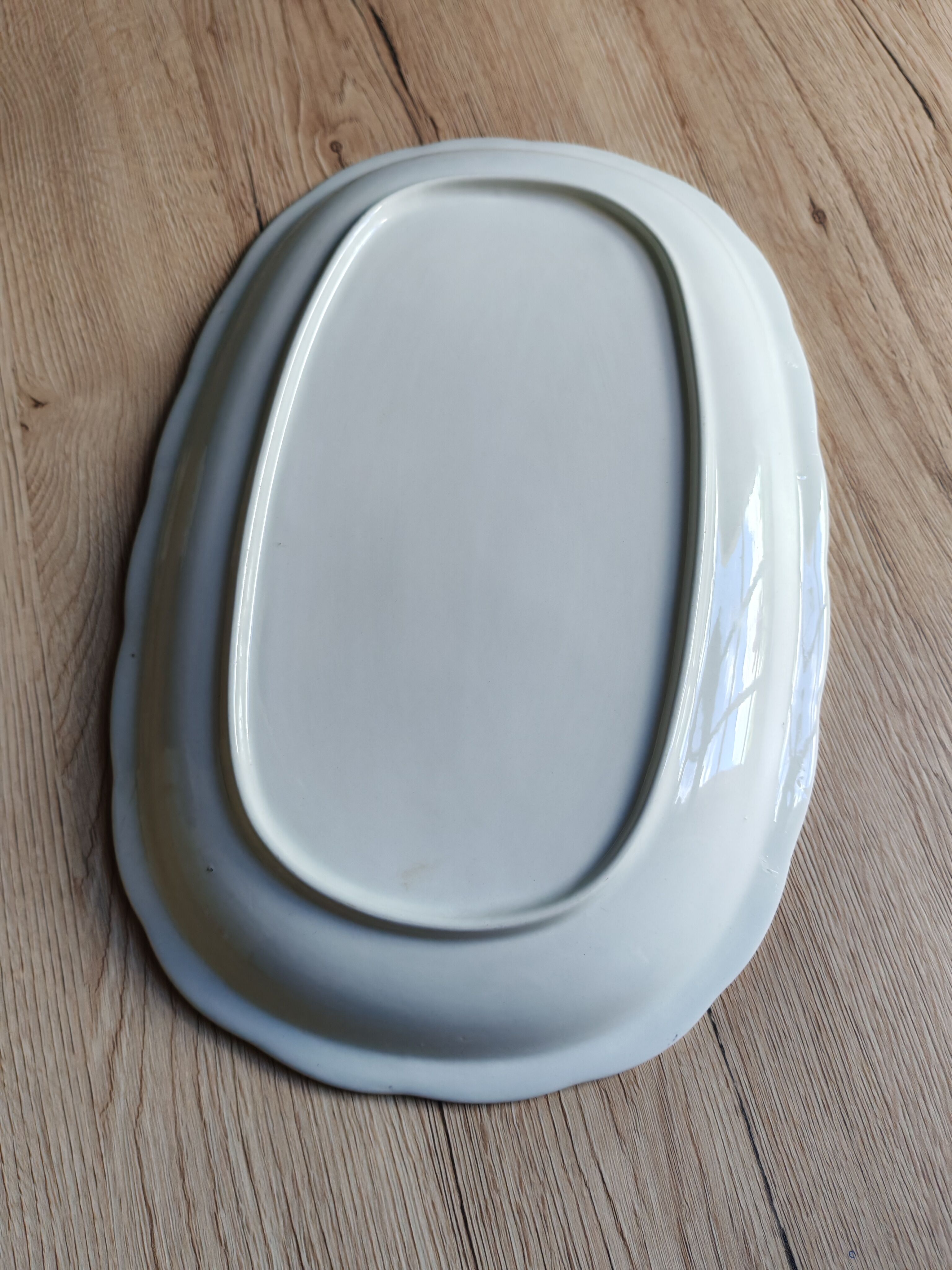 Vintage oval serving platter in white porcelain