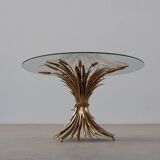 Hollywood regency gilt sheaf of wheat side table “coco chanel”, Italy 1960s