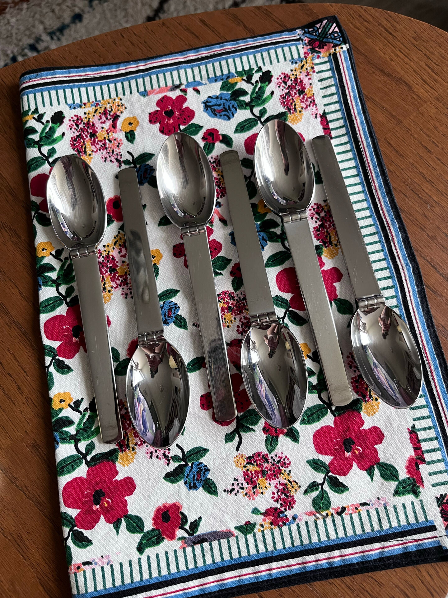 Set of 6 silver-plated table spoons by Hermès, "Charnière"