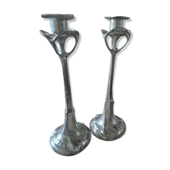 Pair of Hugo Leven Art Nouveau candle holders