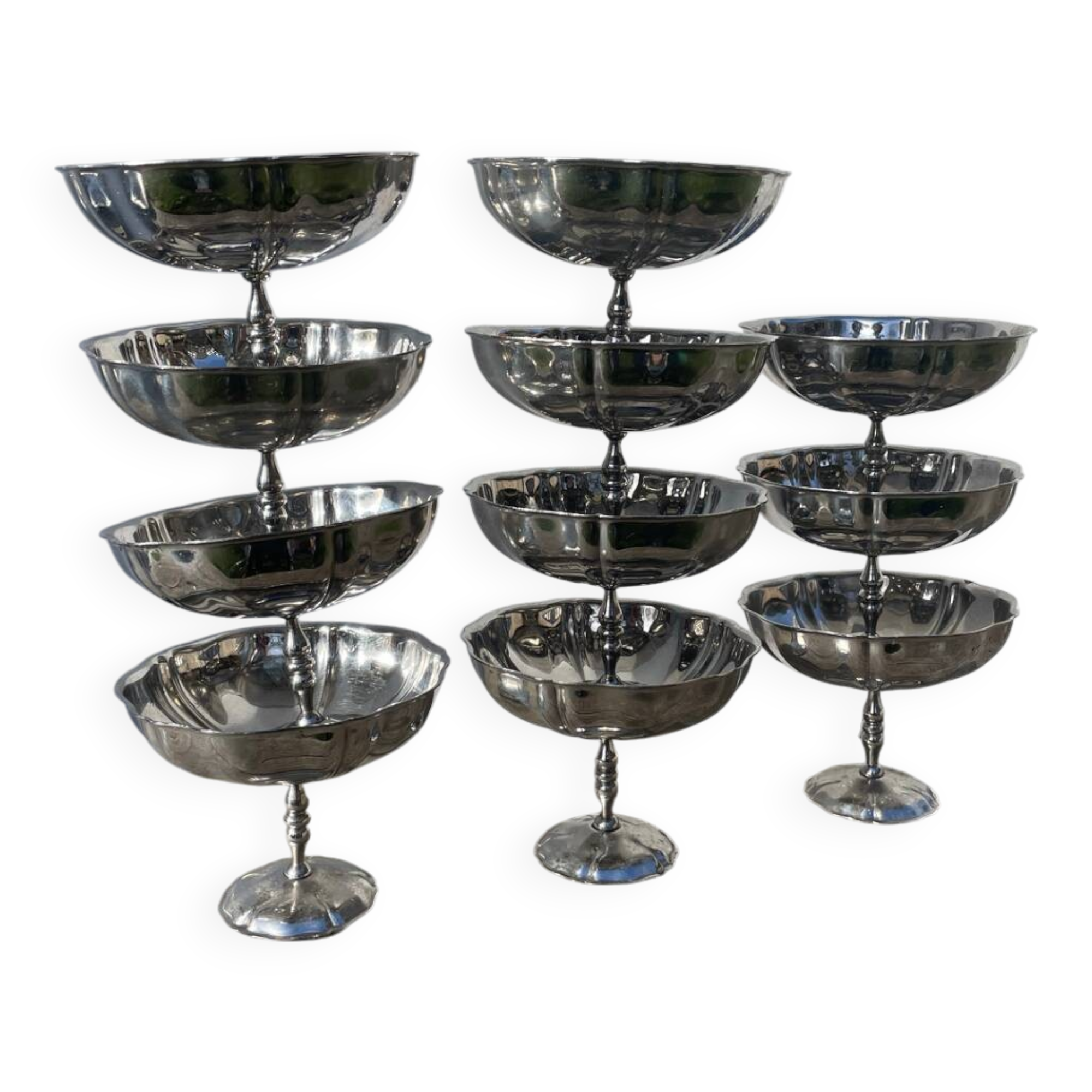 11 stainless steel cups / bowls 1970