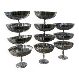 11 stainless steel cups / bowls 1970