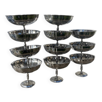 11 stainless steel cups / bowls 1970