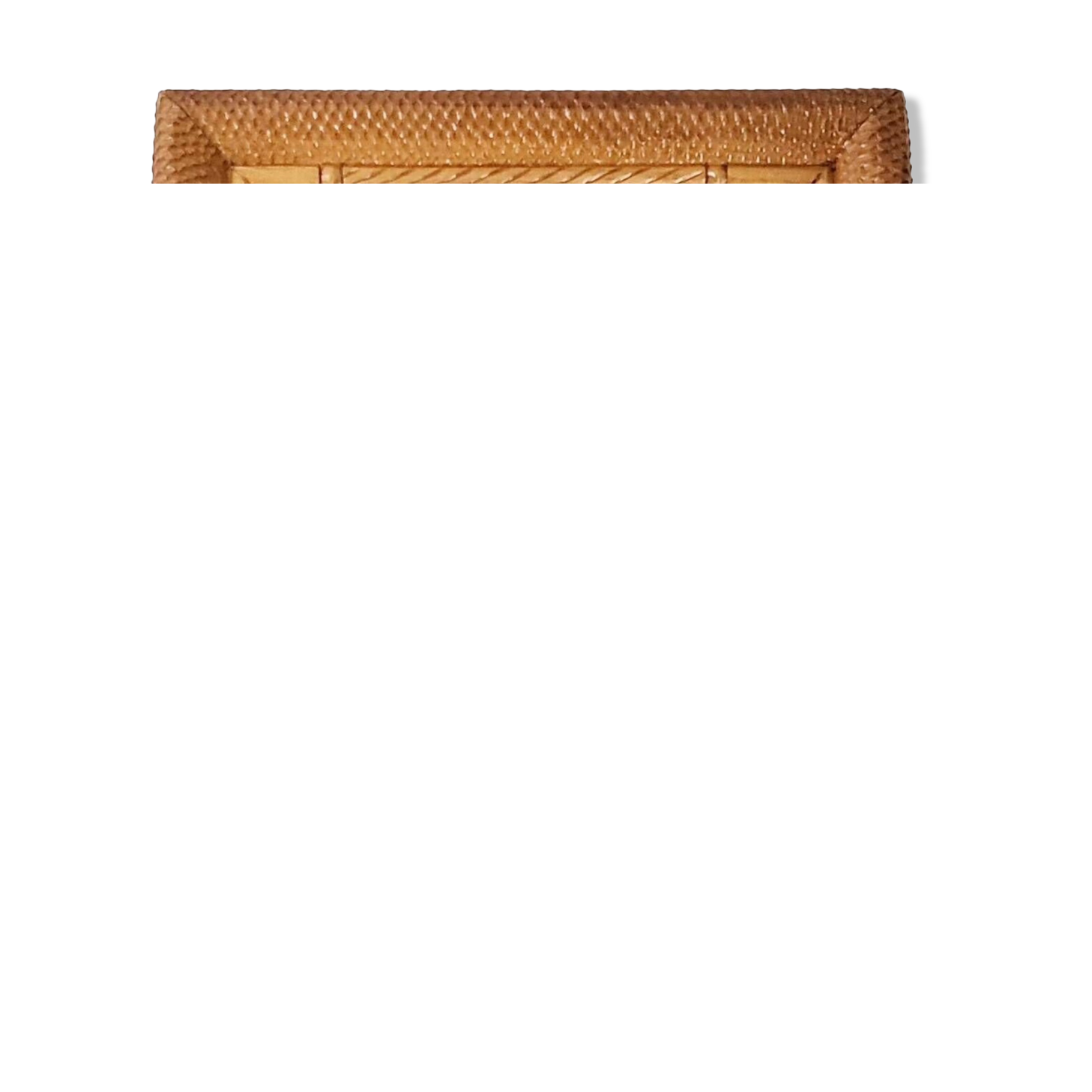 Vintage mirror 1950 in honeycomb-style carved wood