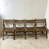 Set of 4 vintage wooden folding chairs