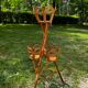 Support triptych for plants in rattan
