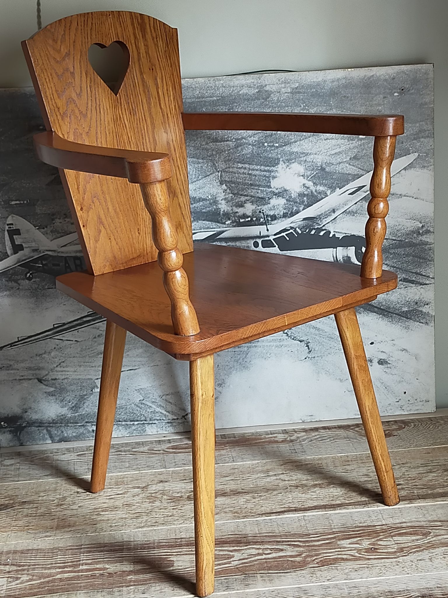Art-popular armchair 50s in solid wood