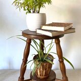 Vintage wooden tripod stool 2 trays