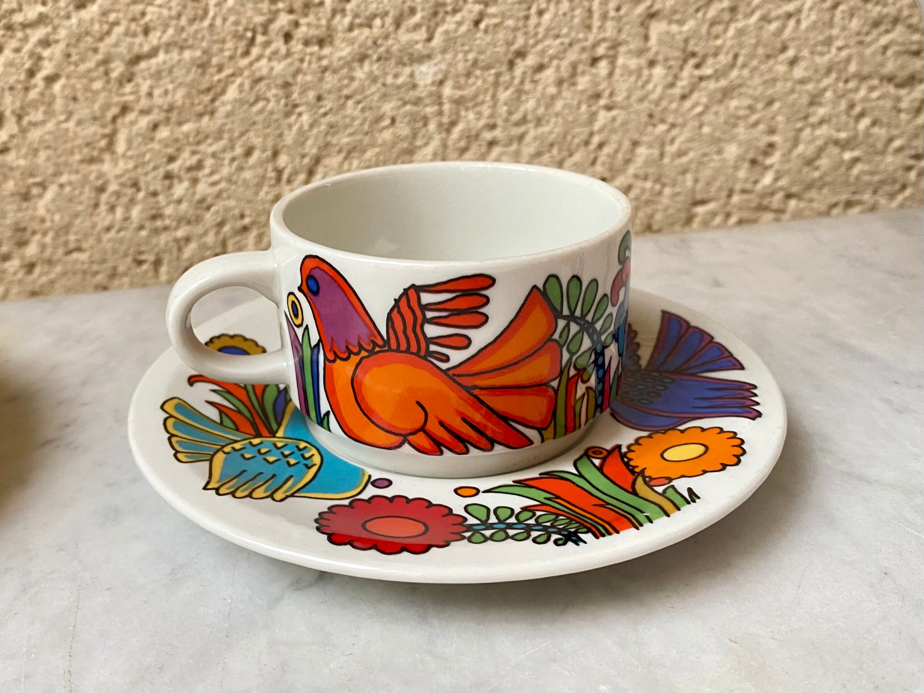 Coffee maker and ceramic coffee cup Villeroy and Boch Acapulco vintage 70s