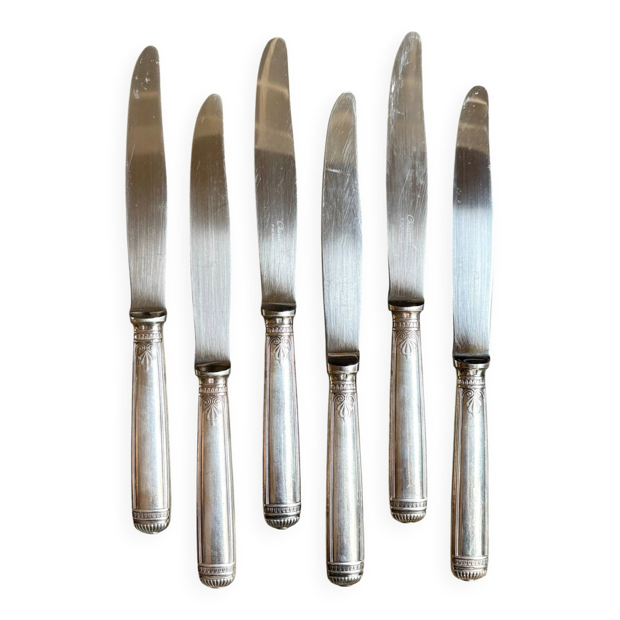 6 Christofle silver-plated knives, "Malmaison" service