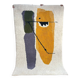 Handwoven Moroccan rug - grey rug with a yellow touch 3X2m