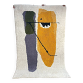 Tapis marocain tissé à la main - tapis gris avec touche jaune 3X2m