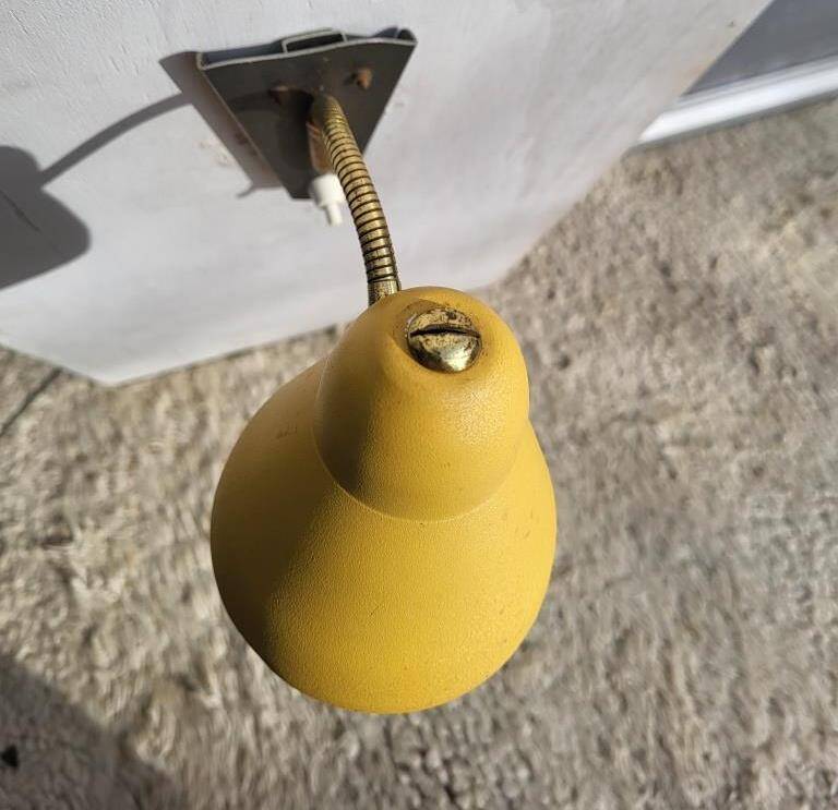 Yellow adjustable casserole wall light 1950