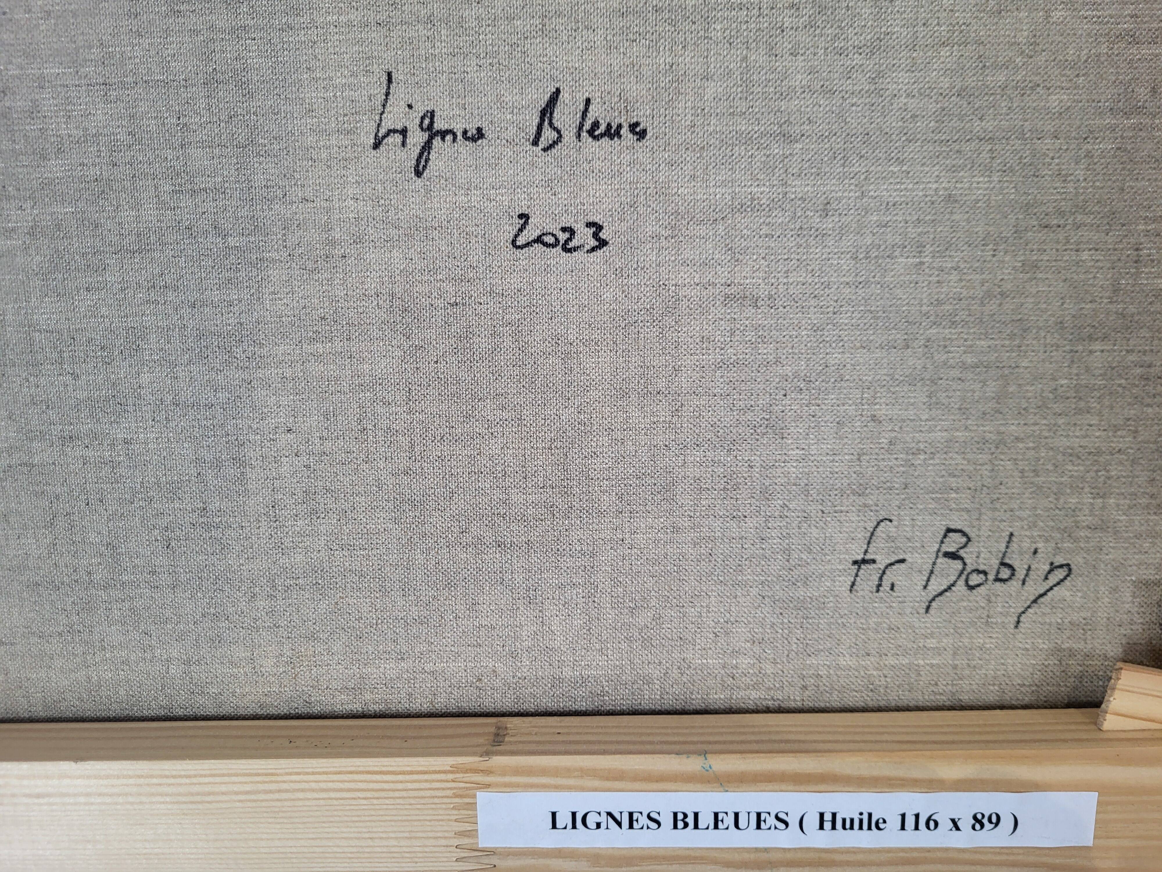 Blue lines HST oil on canvas signed Francis Bobin 2023
