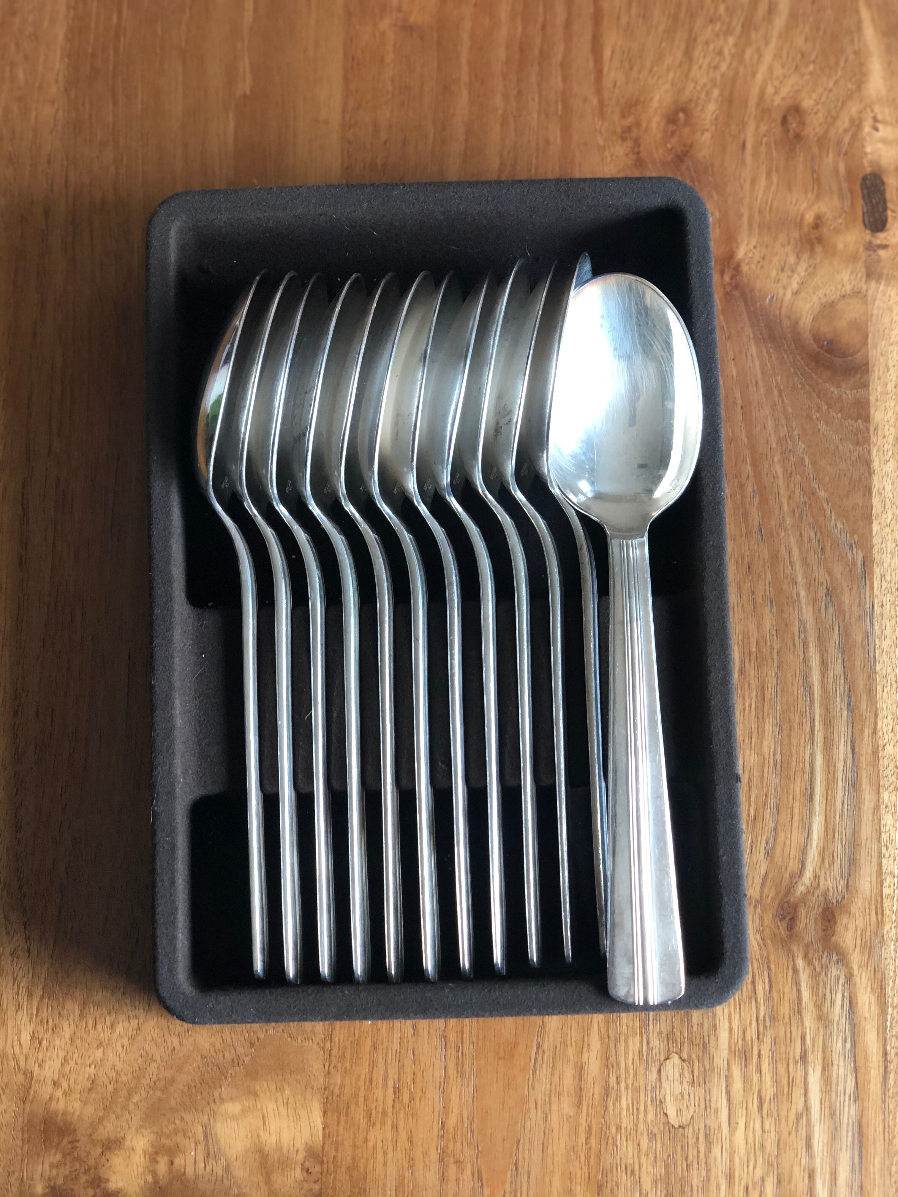 12 Soup spoons Ercuis in silver metal