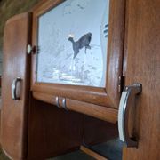 Kitchen buffet 2 bodies Art Deco 1940s – Engraved glass Stag