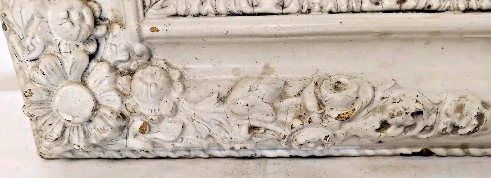 Antique 19th Century Mirror Carved Wood Frame 67x 55 Cm