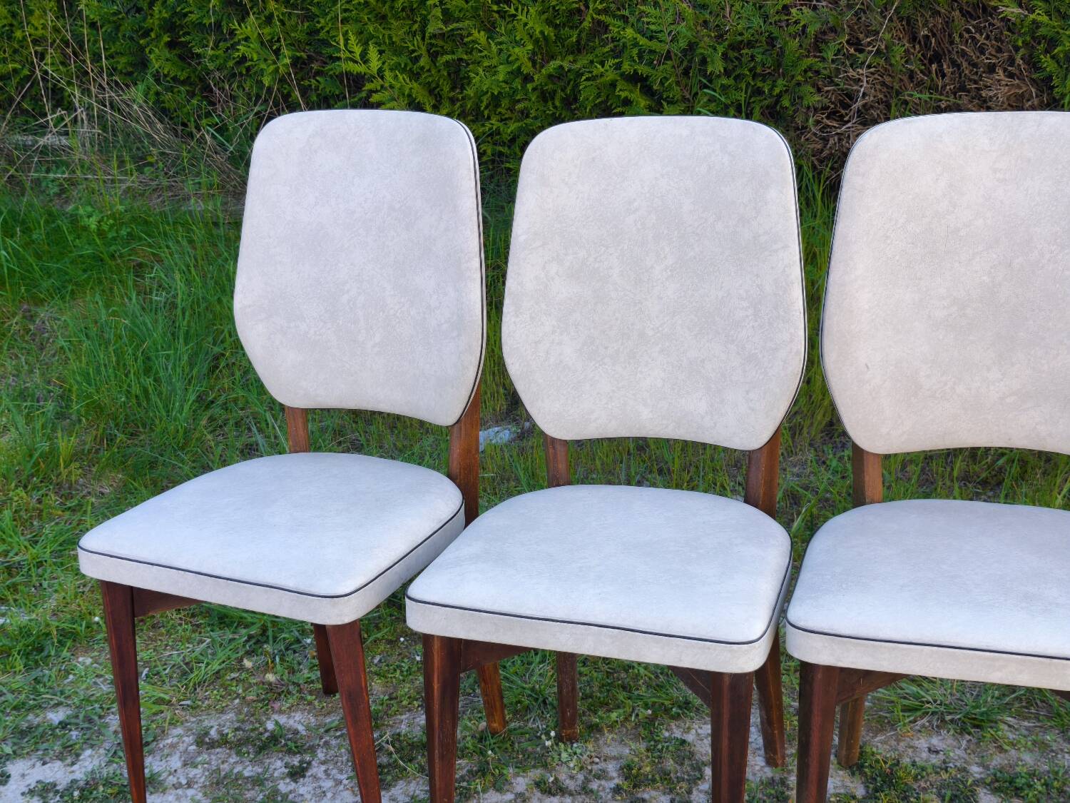 Set of 4 vintage Scandinavian design chairs – 1960s/70s – stained wood