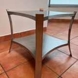Table basse en inox design 1970 attribué à Francoise Sée