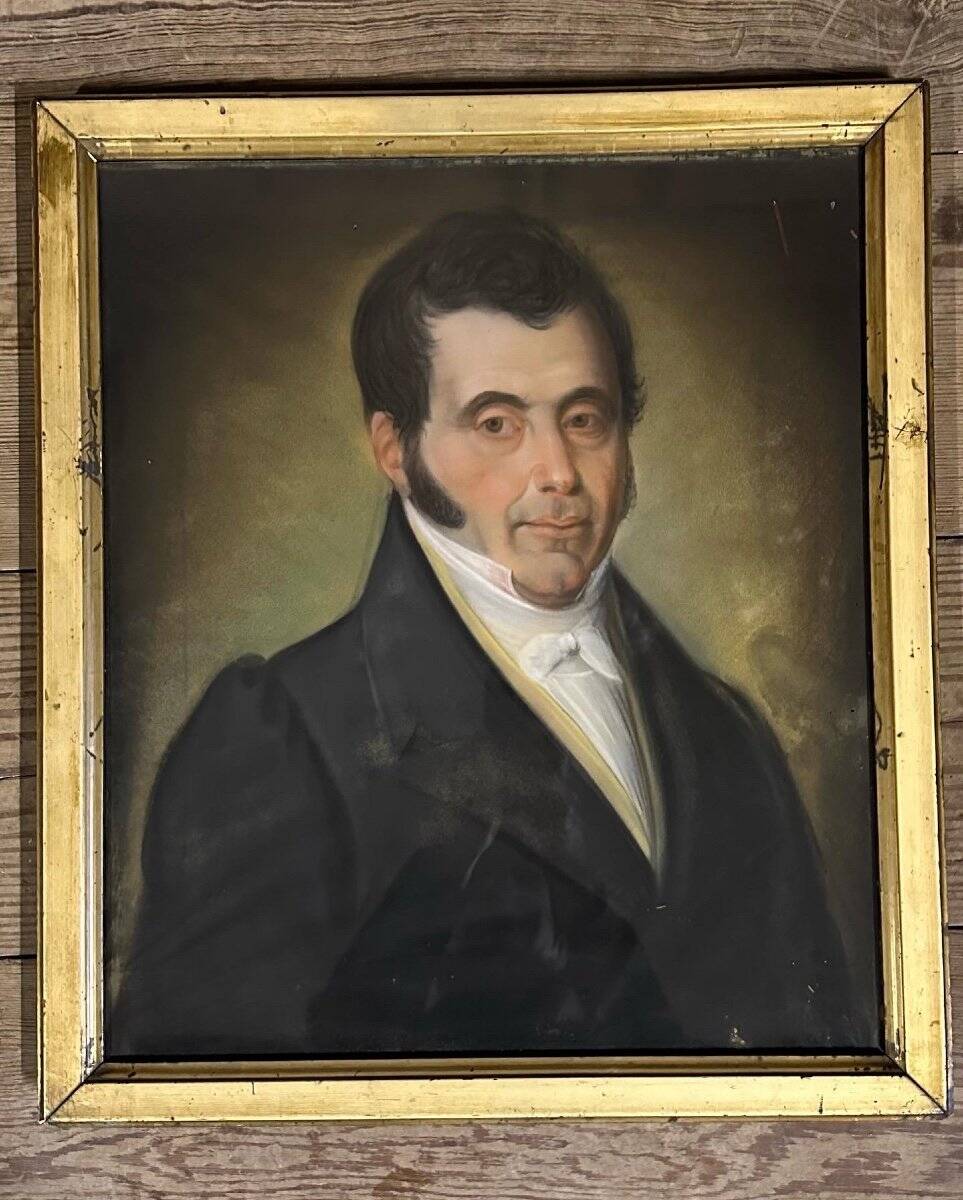 Portrait masculin pastel milieu du XIXème siècle