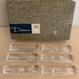 6 Striated and textured Daum crystal knife holders in their original box