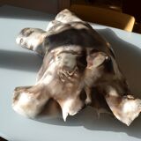 Male torso sculpture by patinated casting, signed to be identified.