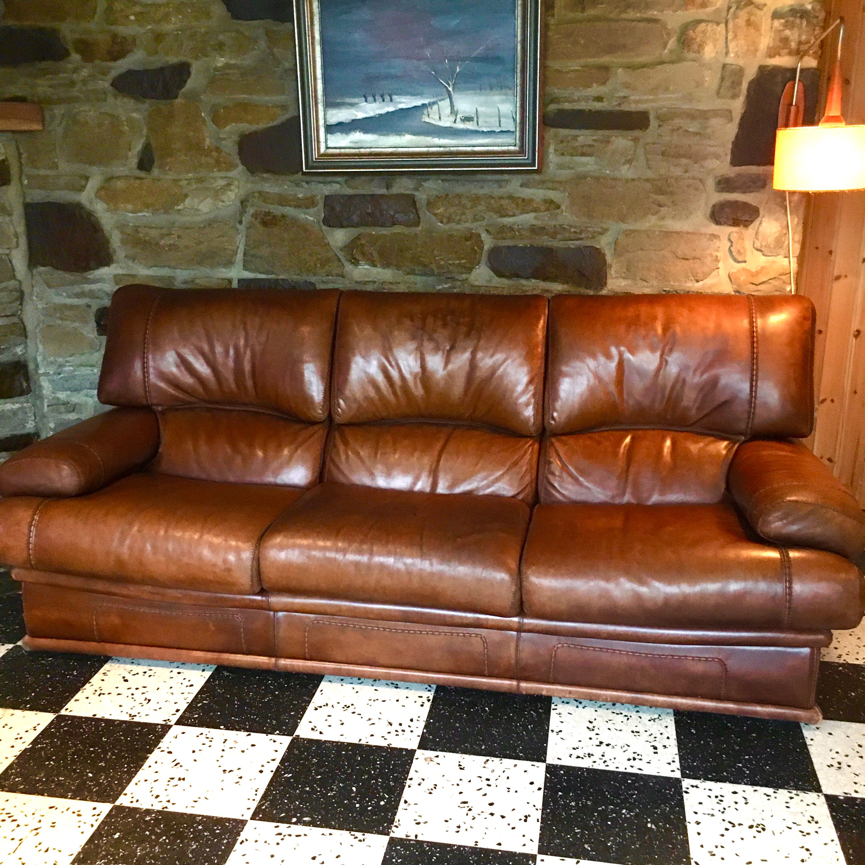 Sofa and leather armchair