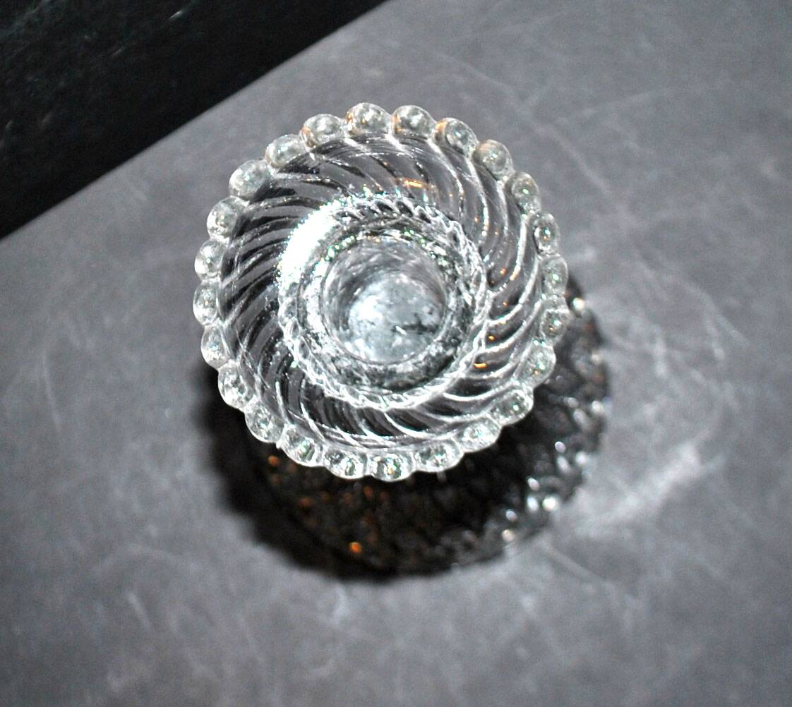 Diamant candlestick candle holder in molded pressed glass by Portieux Vallerysthal