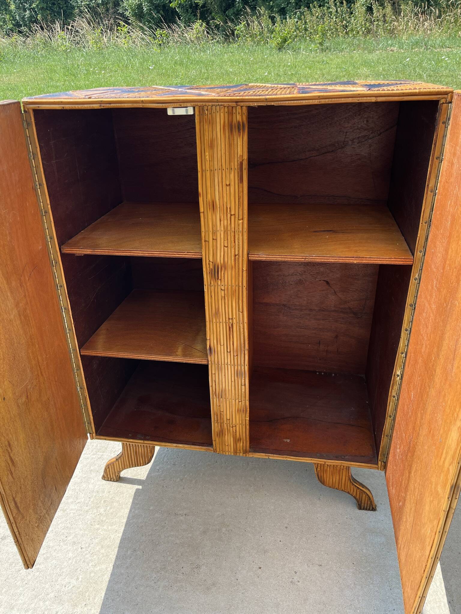 Storage unit, rattan sideboard from the 50s/60s