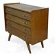 Commode vintage pieds compas poignées bakélite 1950