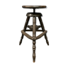 Antique dark work stool with spindle from the early 1900s