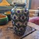 Glazed stoneware vase – “Peacock feathers” motif – 1930/1950 – 16 cm