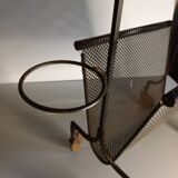 Serving trolley attributed to Mathieu Matégot in perforated metal
