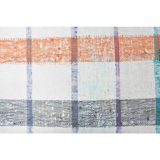 Vintage Turkish Hand-Knotted Wool Cotton White Kilim Runner Rug 107x254