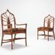 Set of bamboo lounge chairs with Italian 1960 floral cushions