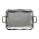 Vintage rectangular tray in shiny silver metal - Bistro style