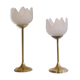 Scandinavian candlesticks in brass and glass