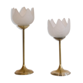 Bougeoirs scandinave en laiton et verre