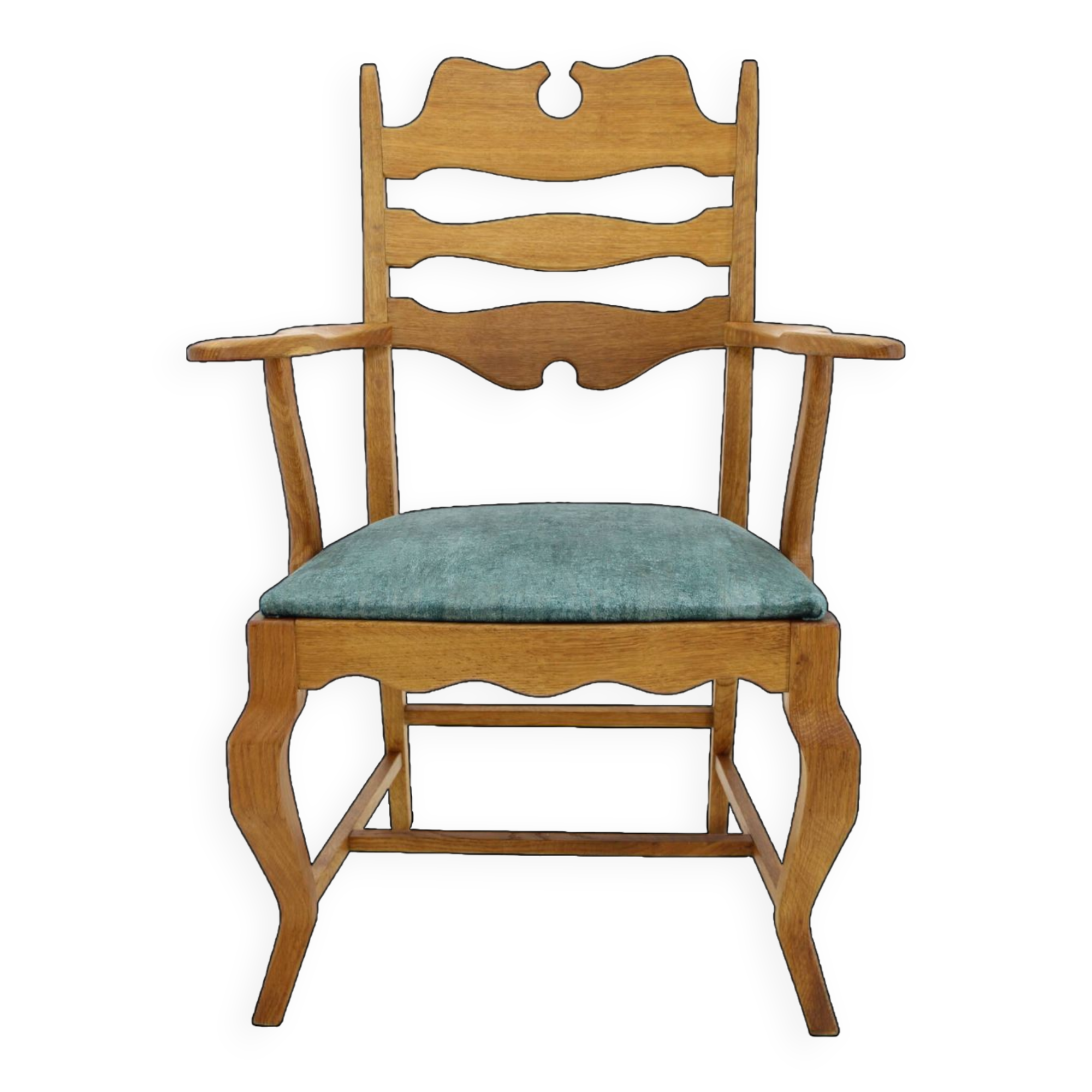 1960s Henning Kjærnulf Razorblade armchair in solid oak for EG Møbler, Denmark