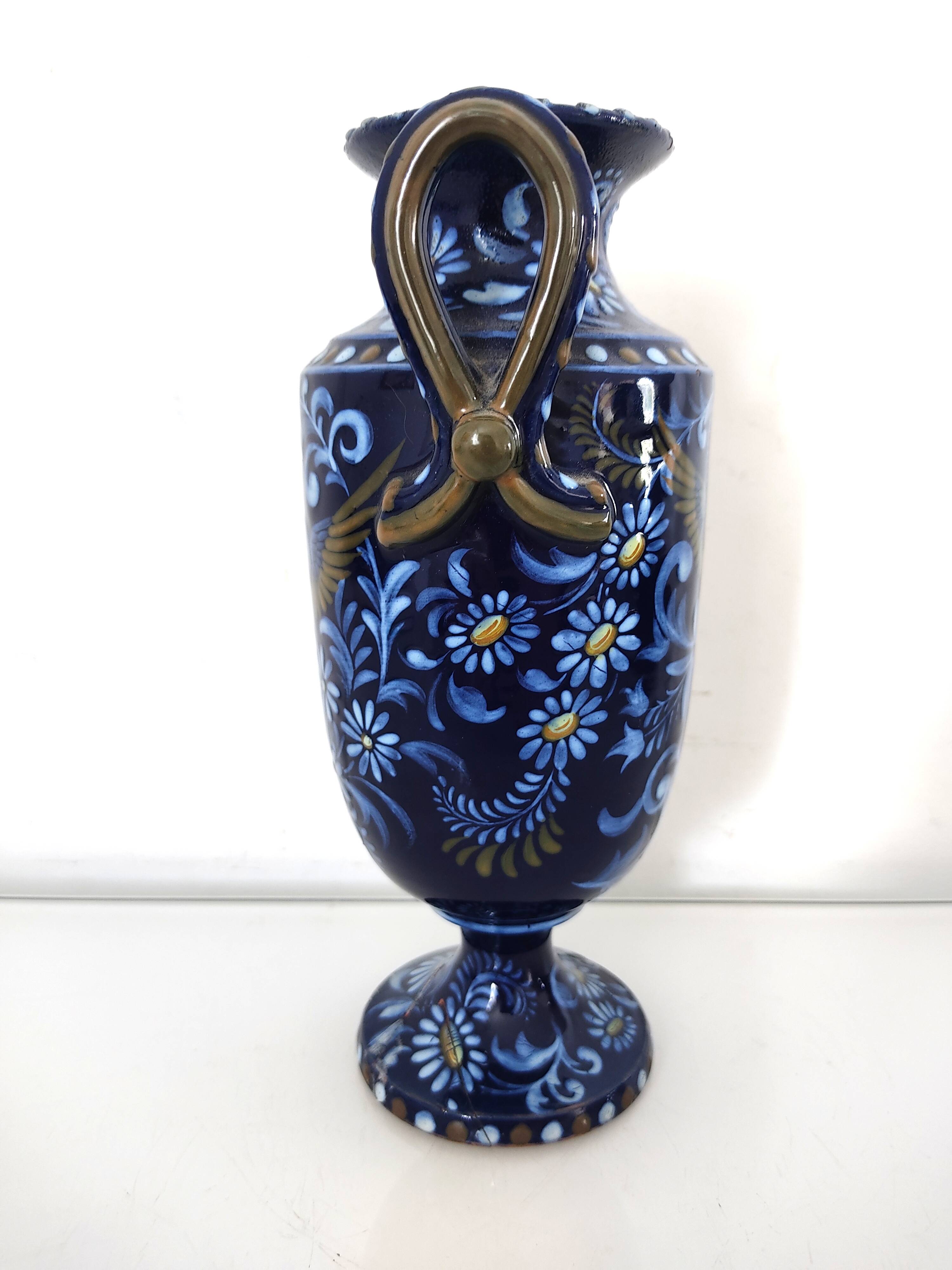 Small blue vase with birds