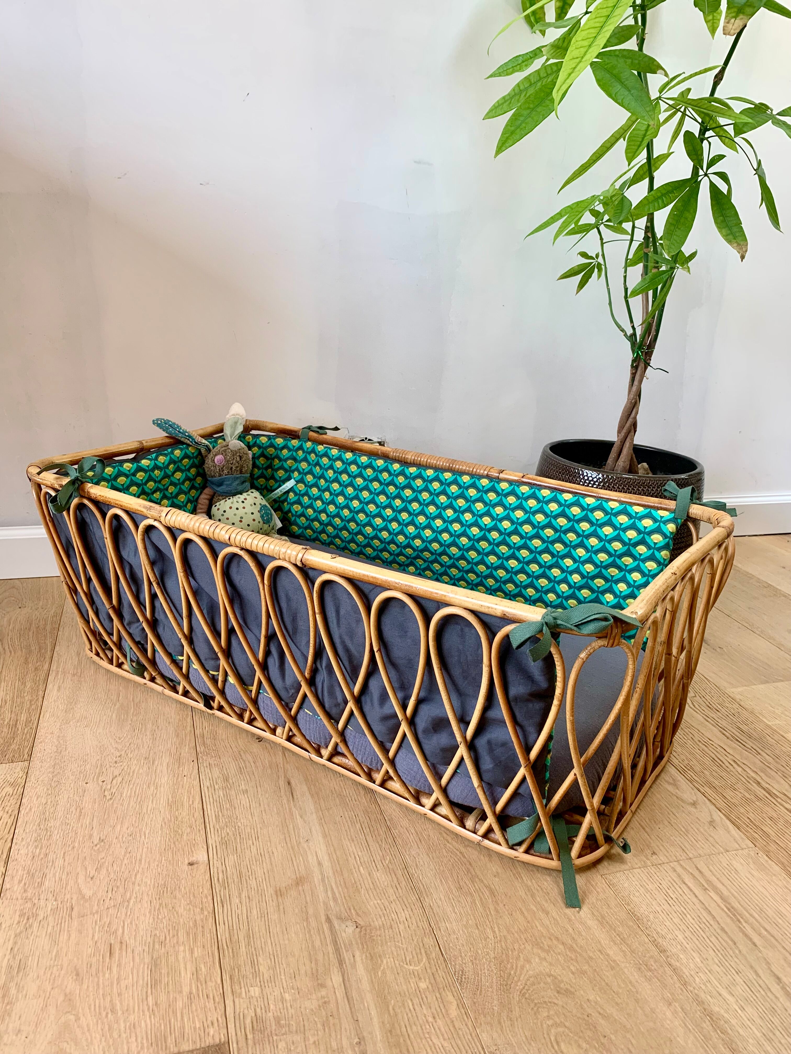 Vintage rattan bassinet