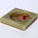 ​Italian ashtray in green and red onyx - 15 cm x 15 cm