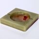 ​Italian ashtray in green and red onyx - 15 cm x 15 cm