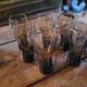 Set of 8 long drink glasses in smoked glass from the 70s – 25 cl