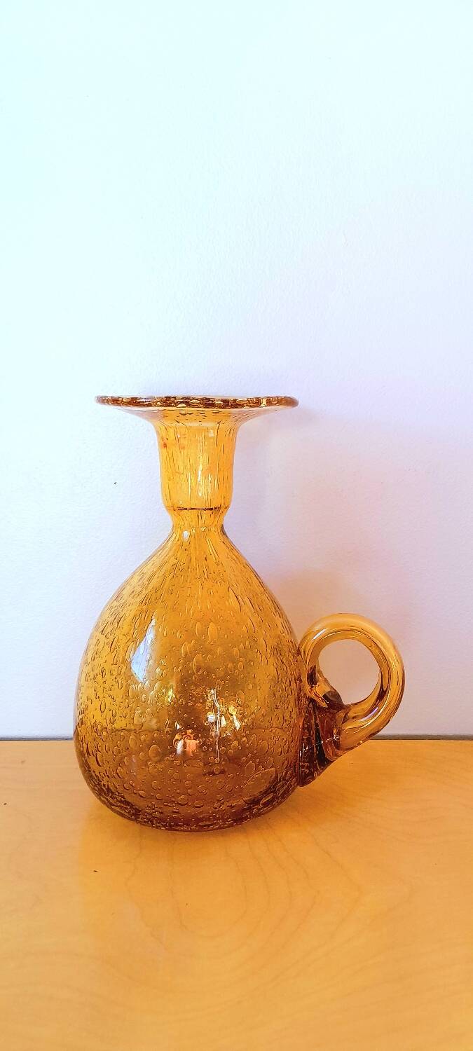 Riom bubble blown glass candle holder, 1960