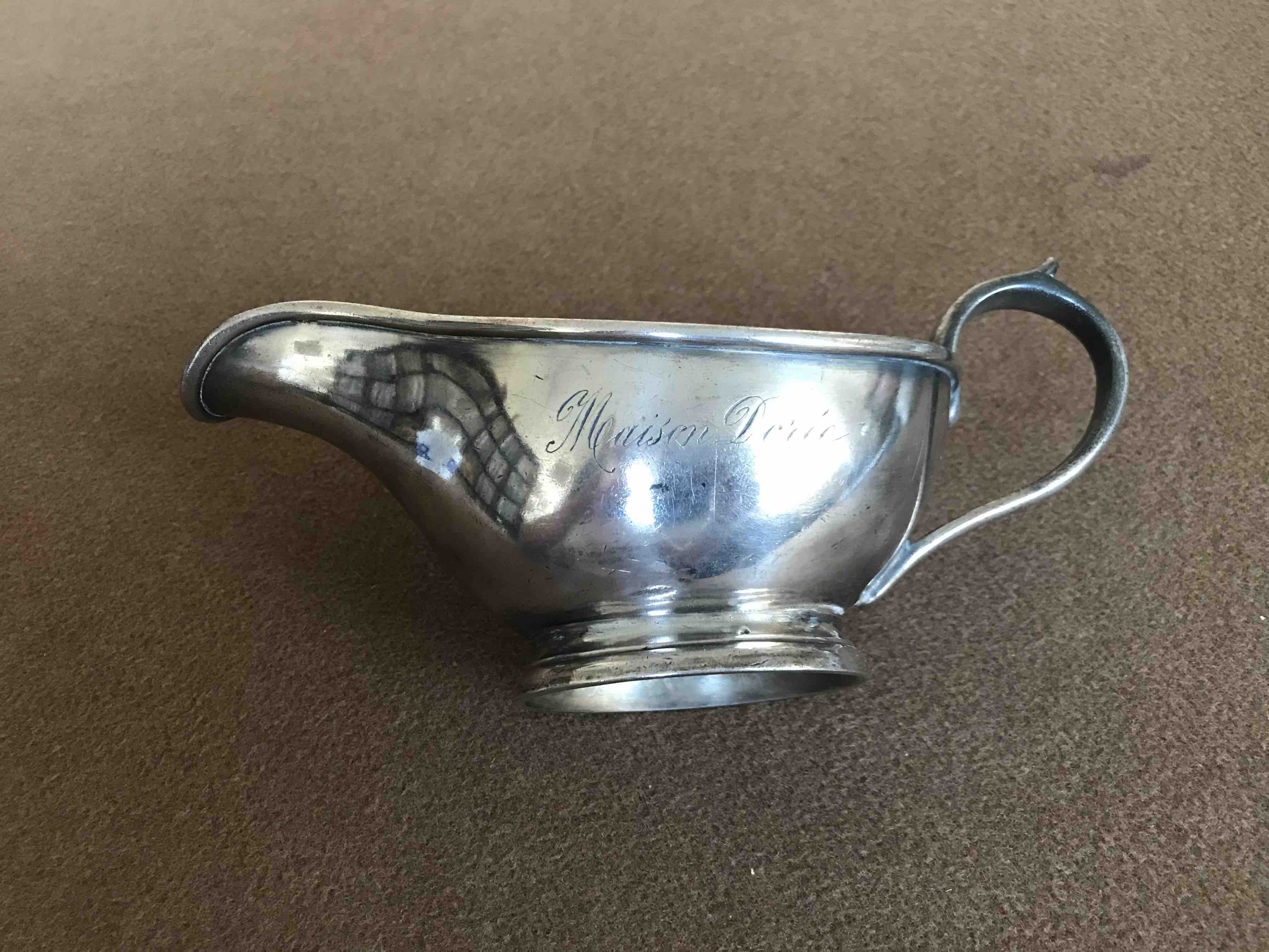 Silver metal sausage maker engraved Maison Dorée