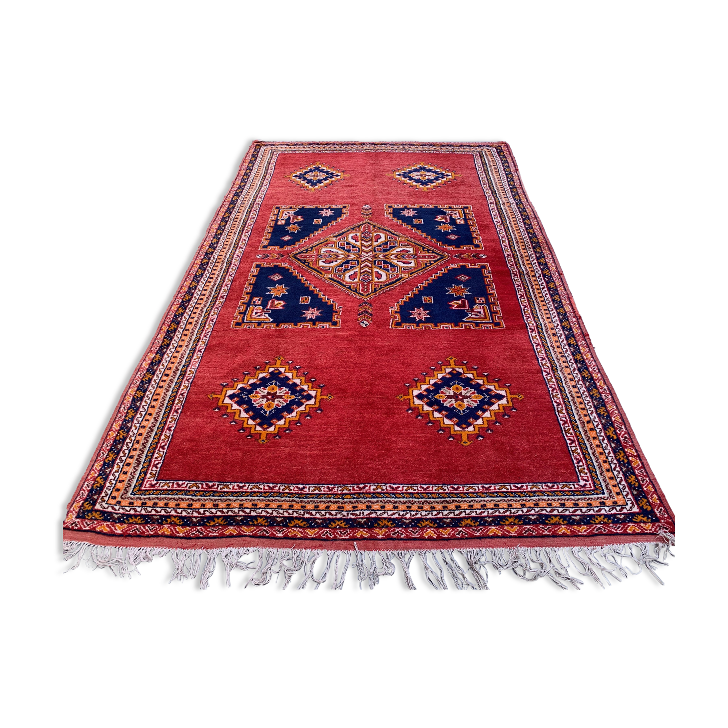 Vintage moroccan rug 320x201 cm tazenacht berber atlas, tribal red, blue large