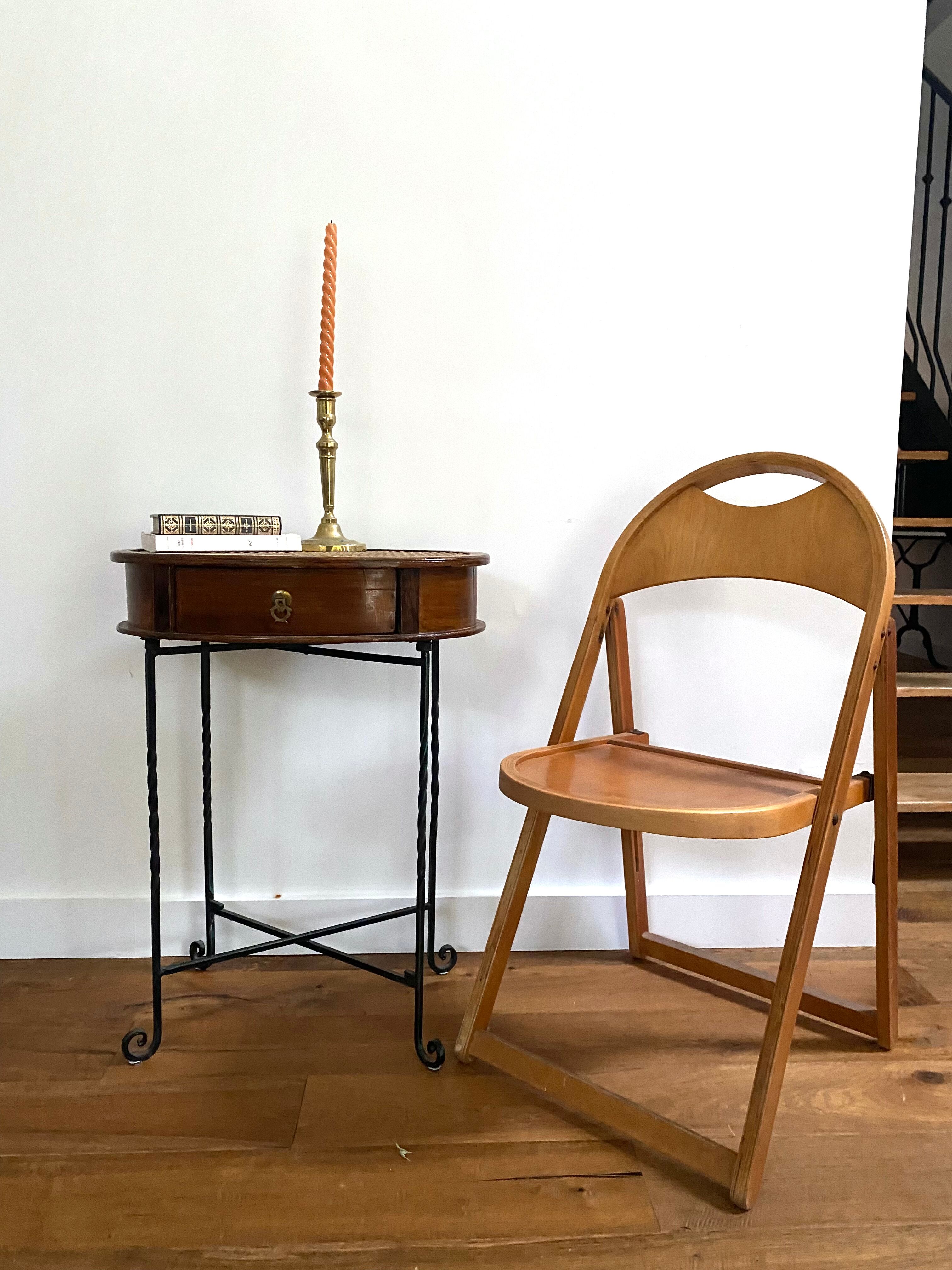 Pair of folding wooden chairs from the 50s
