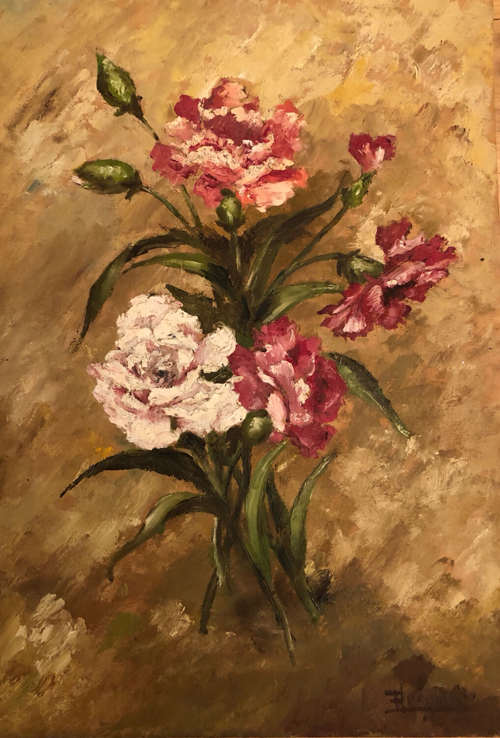 Oil bouquet painting on panel